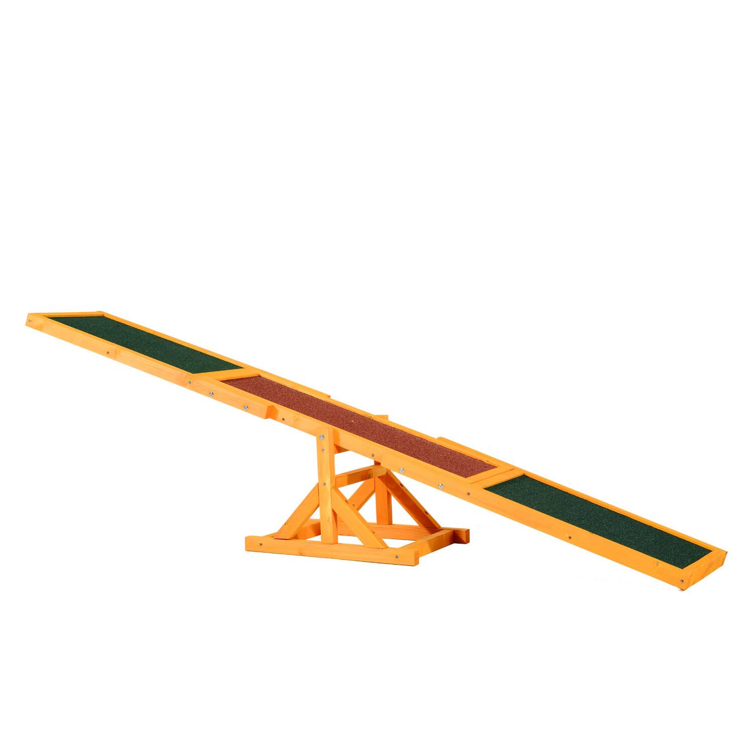 Front. TinyHomie - PawHut 71Lx12Wx12H Wooden Dog Agility Seesaw Natural - brown.