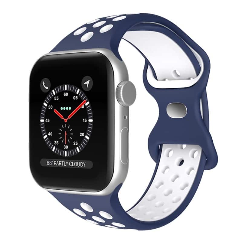 StrapsCo - ColorBlock Active Strap Silicone Rubber Watch Band For Apple Watch - 40mm/41mm/42mm (Short-Medium) - Blue & White price history on PriceWatchPro