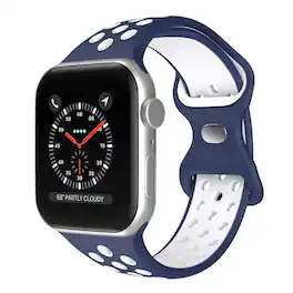 StrapsCo - ColorBlock Active Strap Silicone Rubber Watch Band For Apple Watch - 40mm/41mm/42mm (Short-Medium) - Blue & White