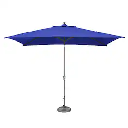 Mondawe - 6.6' x 10' Rectangle Patio Umbrella Push Button Tilt Anthracite Frame - Blue Sky