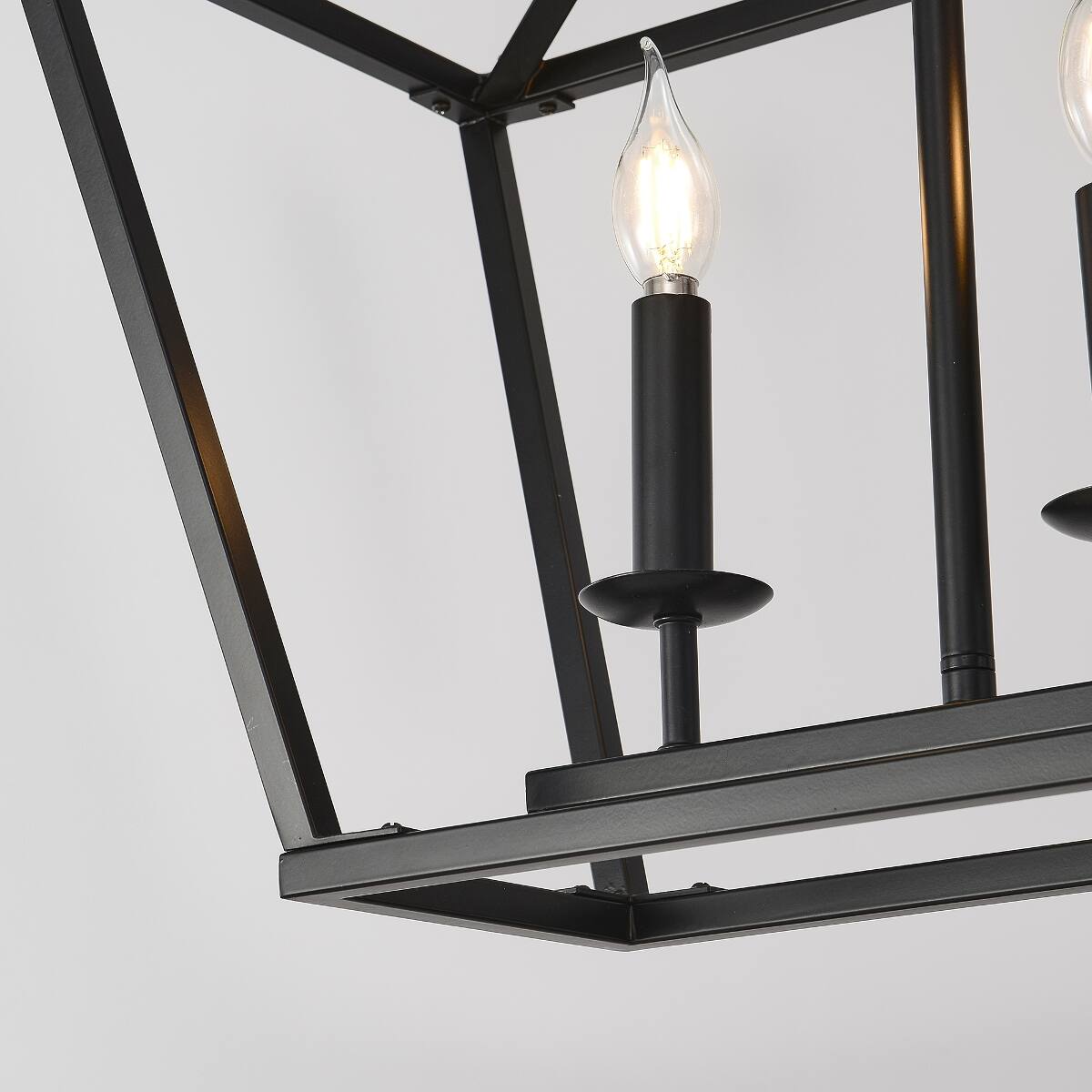 Alt View 8. Loheer - Loheer Farmhouse Kitchen Island Lighting, Matte Black Five Light Linear Chandelier for Dining Room.
