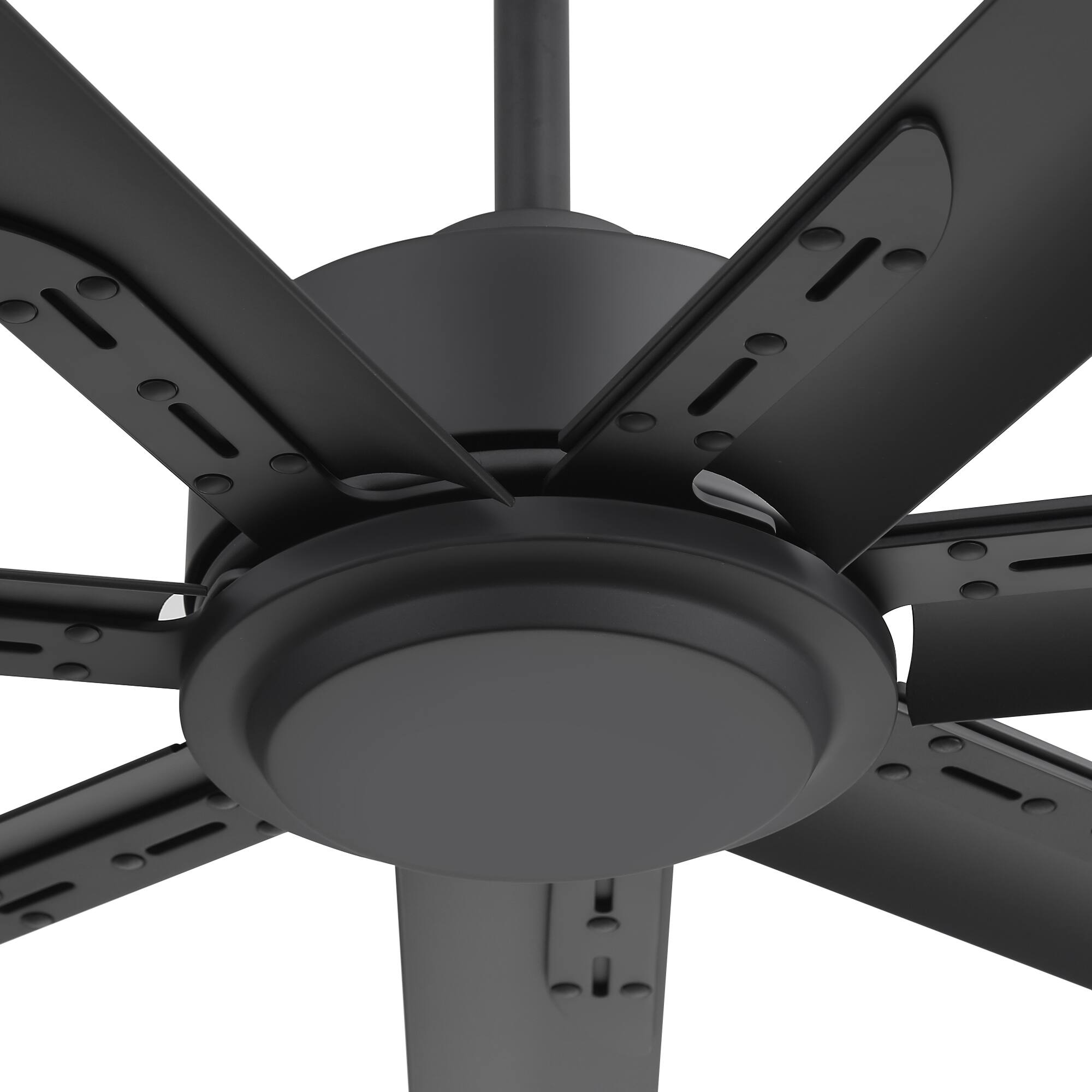 Alt View 8. Breezary - 84-Inch Large Quiet Industrial Ceiling Fan with DC Motor, 7 Aluminum Blades, Remote Control, Downrod Mount, 6 Speeds - Black.