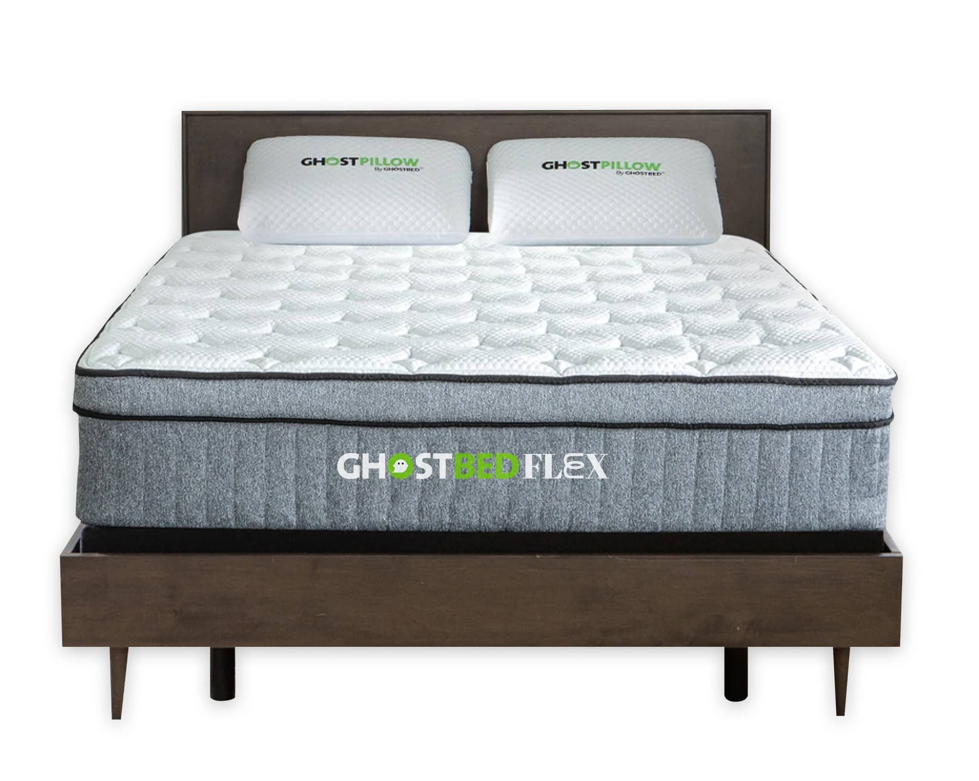 Front. Ghostbed - Flex 13" Profile Mattress-Queen - White.