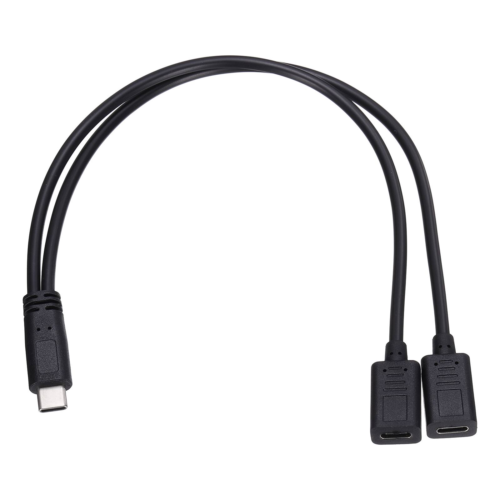 Front. Unique Bargains - Type C Male to Type C Female 2-in-1 Splitter 11.8" 5V 3A Charging Cable - Black.