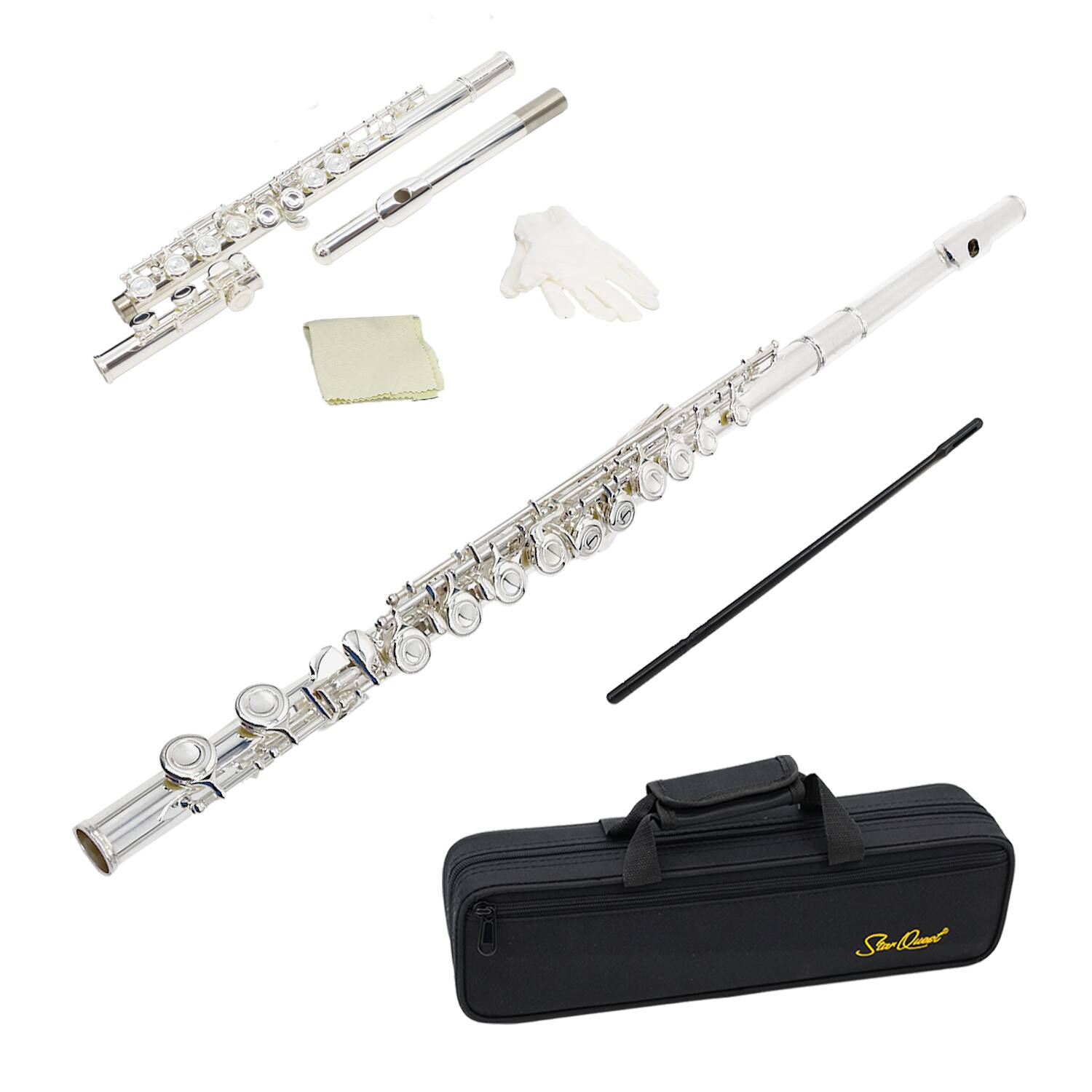 Front. StarQuest - StarQuest Silver-Plated Closed-Hole C Flute Premium Quality Beginners and Experienced Musicians. Includes Protective - Brass.