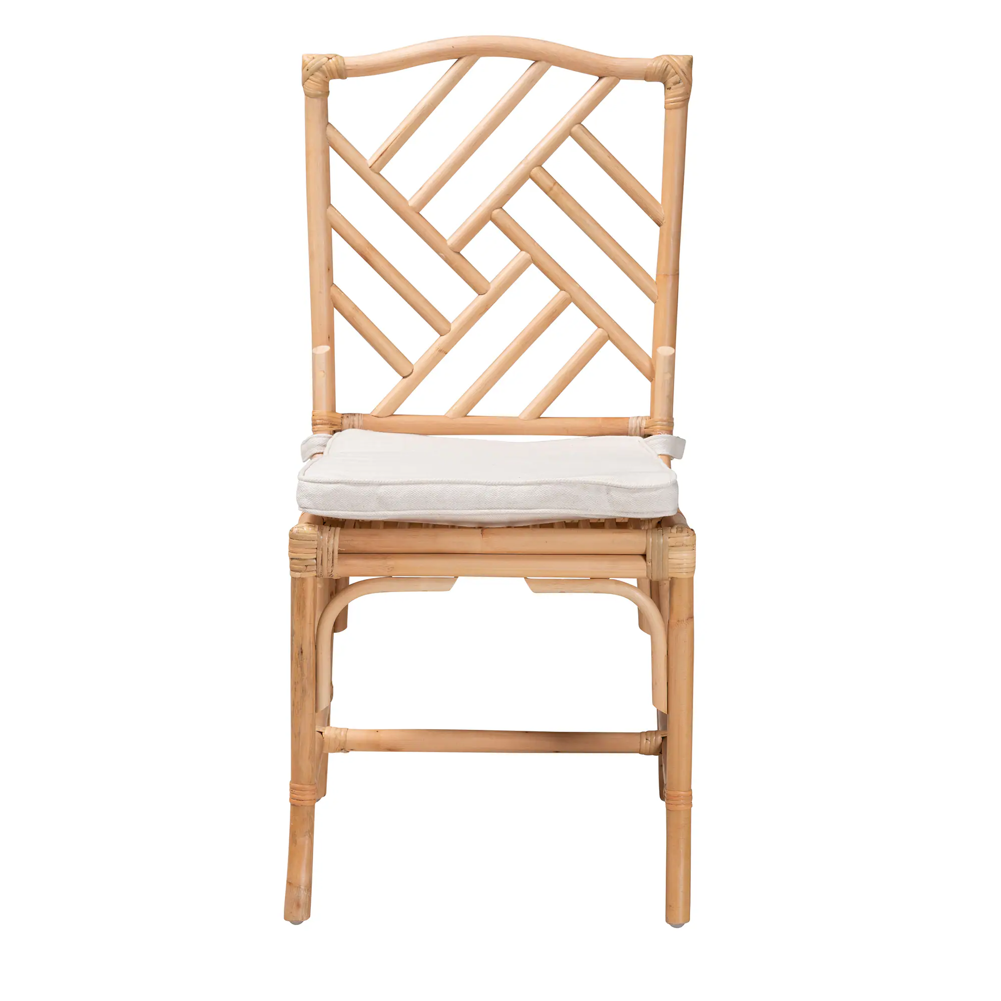 Angle. bali & pari - Rio Modern Bohemian Rattan Dining Chair - White/Natural Brown.