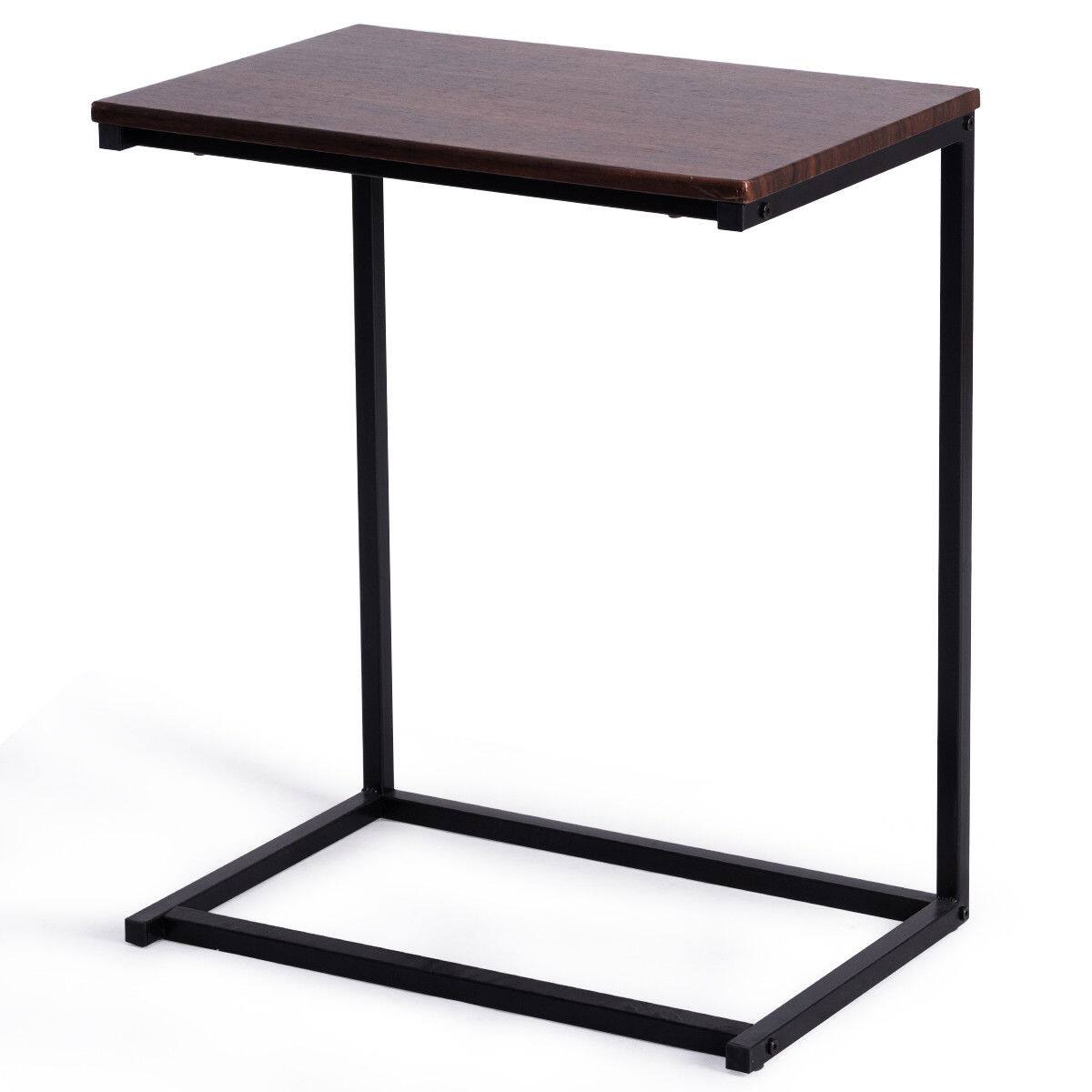Alt View 1. Gymax - Gymax 26'' Laptop Holder Sofa Side End Table C Table Home Office Furniture - Walnut.