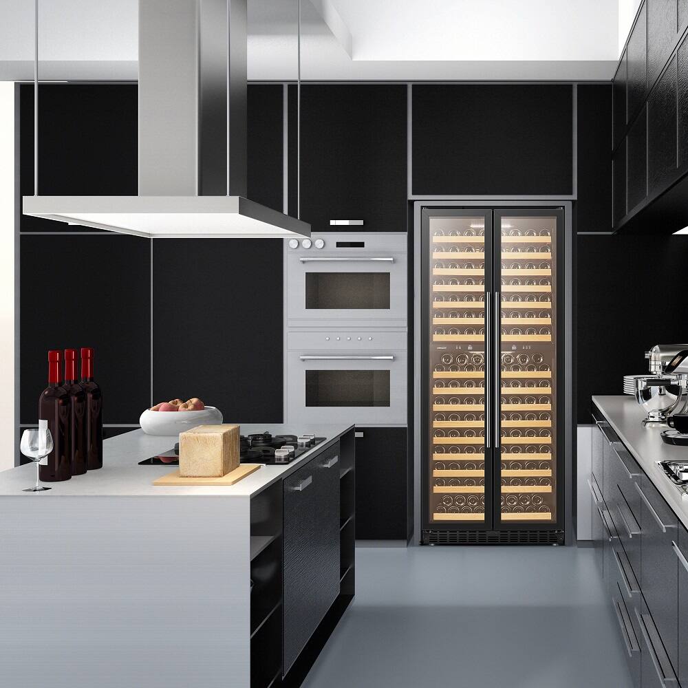 Alt View 20. LanboPro - 32 Inch 255 Bottle Dual Zone Wine Cooler Fridge with Huge Capacity and Fridge with Removable Shelves - Black.
