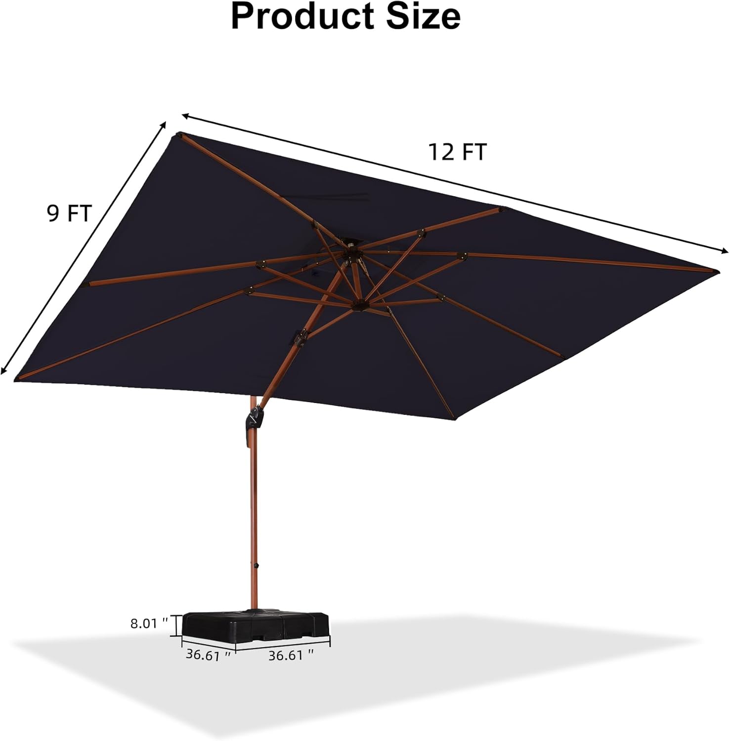 Product Size  
12 FT  
9 FT  
8.01"  
36.61"  
36.61"