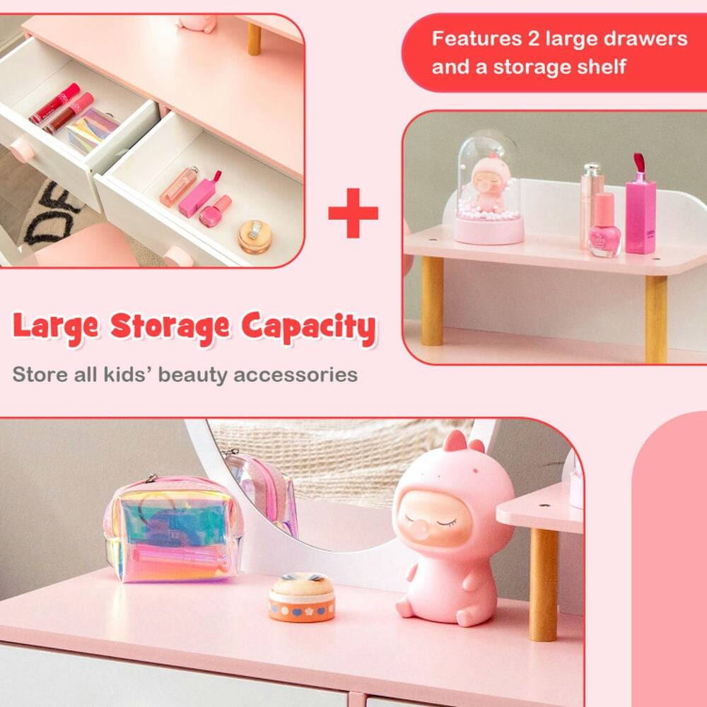 Features 2 large drawers and a storage shelf

Large Storage Capacity

Store all kids' beauty accessories