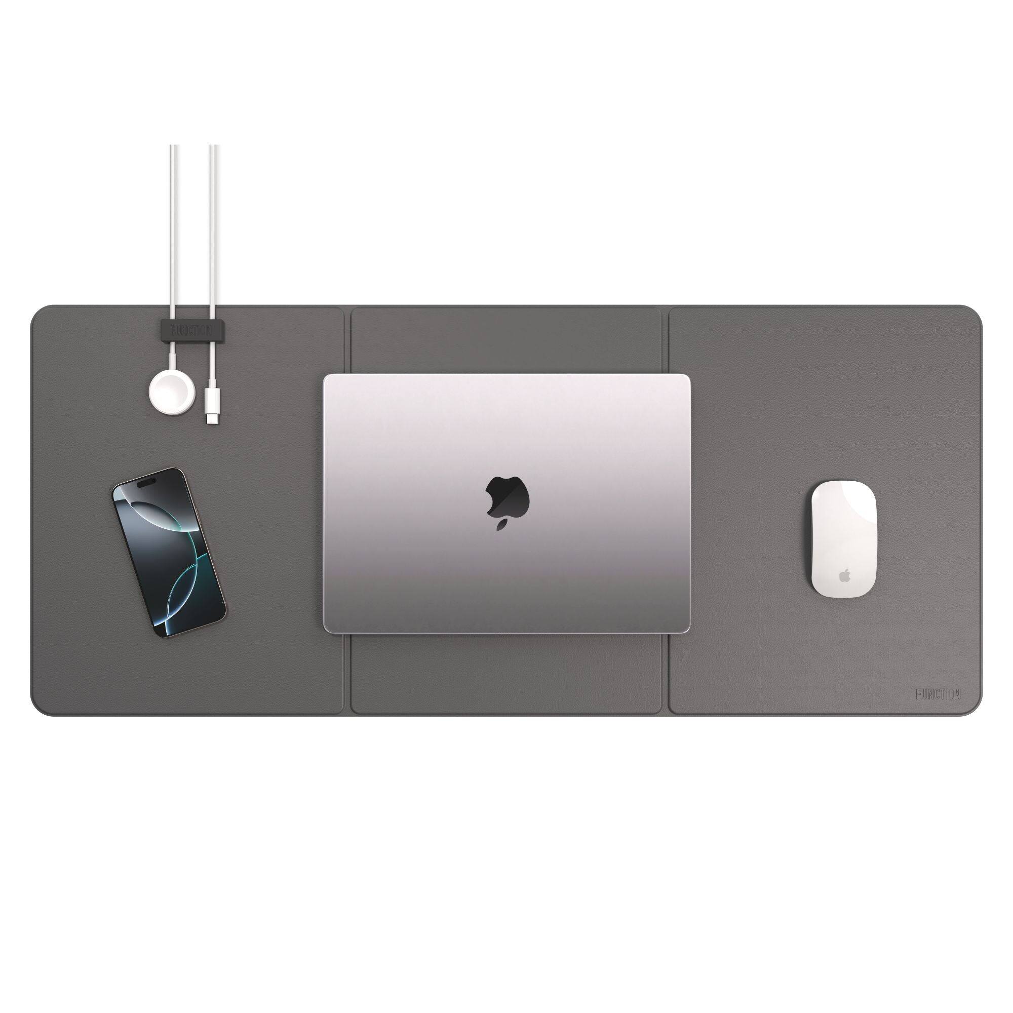 Front. Function 101 - WorkPad with Cable Manager  - Dark Gray - Dark Gray.