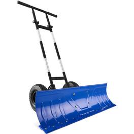 Best Choice Products - 36in Galvanized Blade Hand Snow Pusher w/ 2 Wheels, Adjustable Handle, Blade Angle - Blue