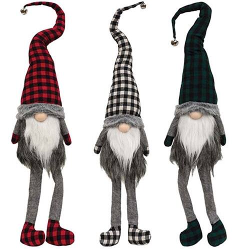 Front. BreeBe - Buffalo Check Jingle Bell Gnome - 3 Asstd - Multi.