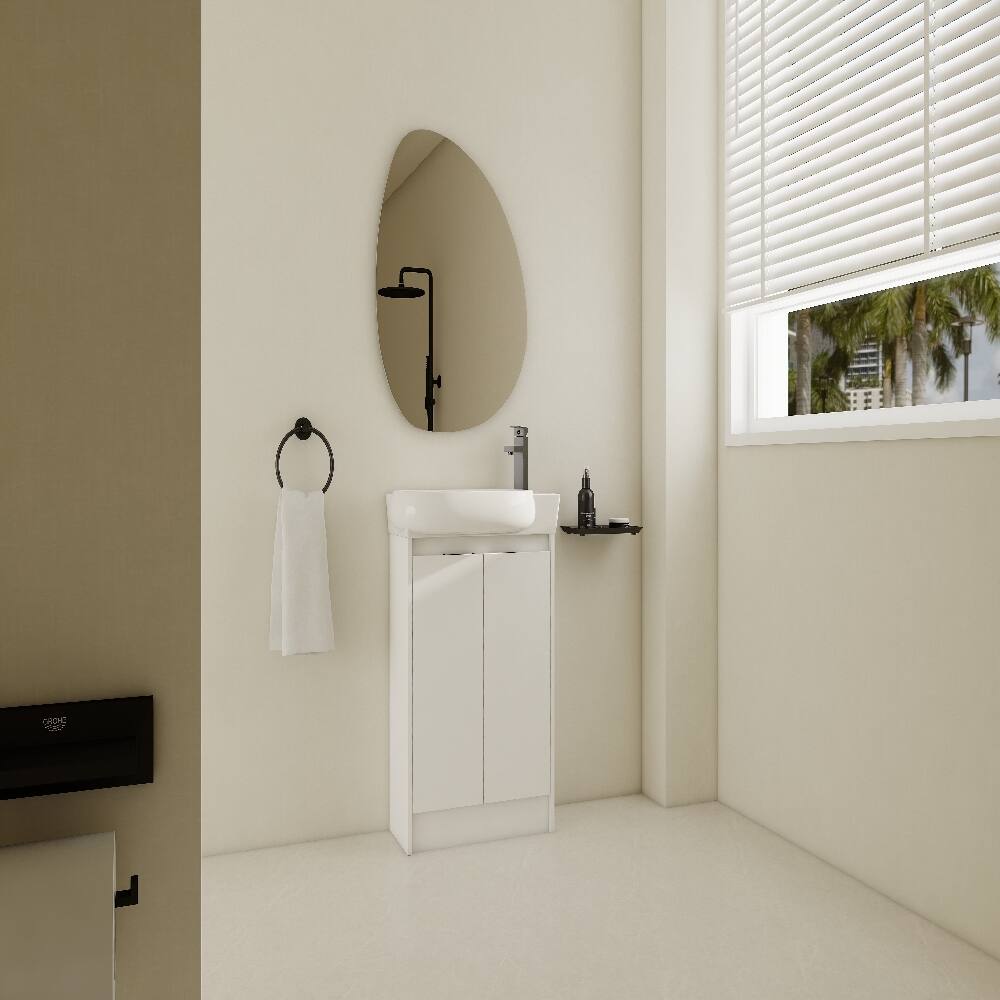 Left. Loheer - Loheer 23 inch Freestanding Bathroom Vanity Glossy White Vanity with Sink Modern Plywood Bathroom Cabinet - Glossy White.