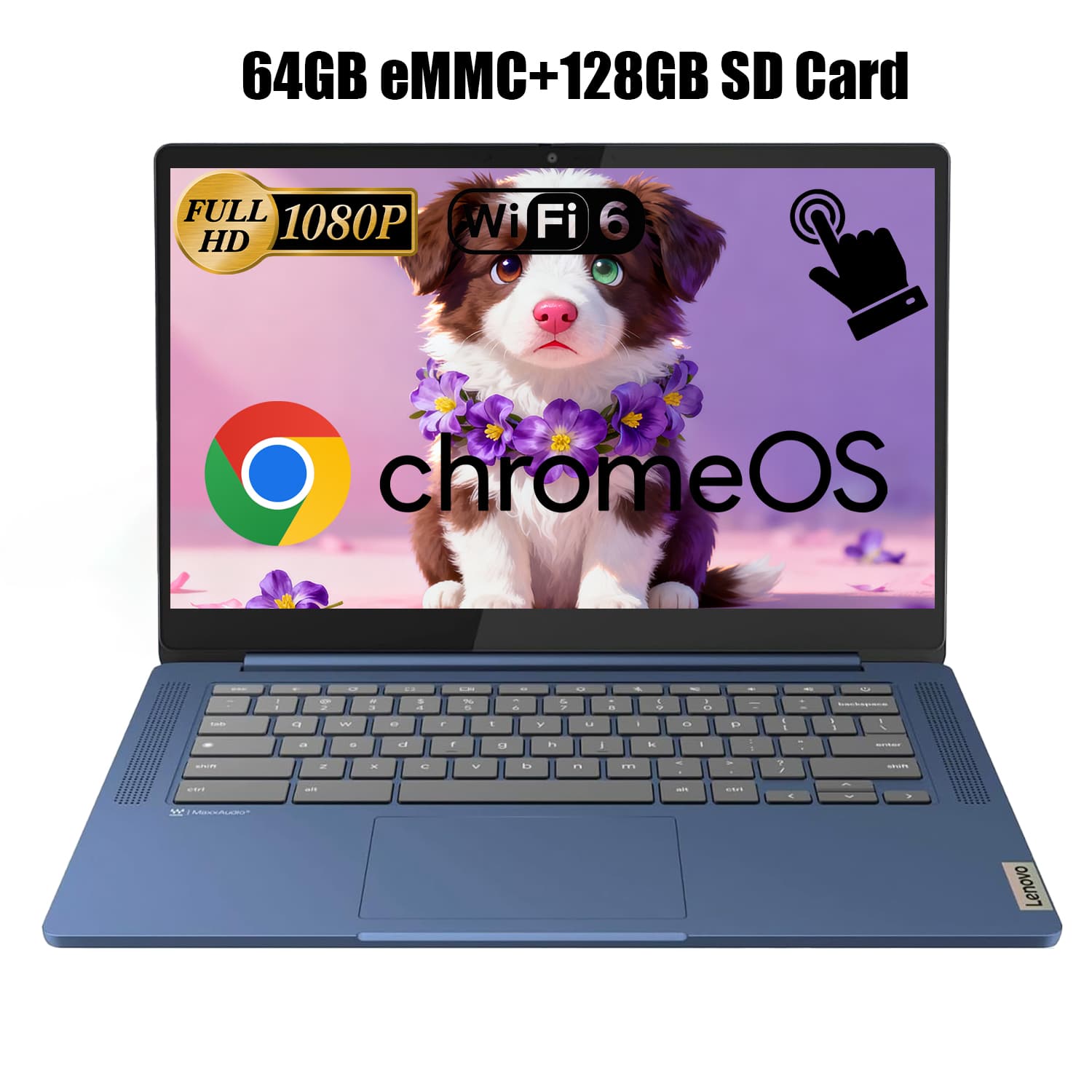 Lenovo - Slim 3 Chromebook 14" FHD Touch - MediaTek Kompanio 520 - 4GB RAM - 192GB Storage - Chrome OS - Abyss Blue