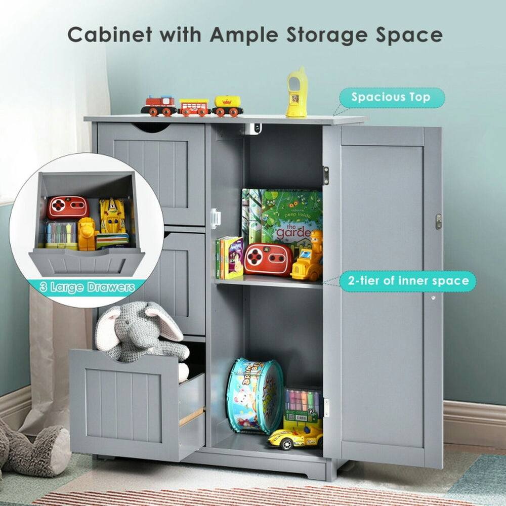 Cabinet with Ample Storage Space

- Spacious Top
- 3 Large Drawers
- 2-tier of inner space
