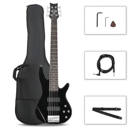 Front. Winado - Bass Guitar 6 String Electric Bass Guitars, Beginner Bass Guitar with Professional H-H pickup, 3 Way Pickup Selector.