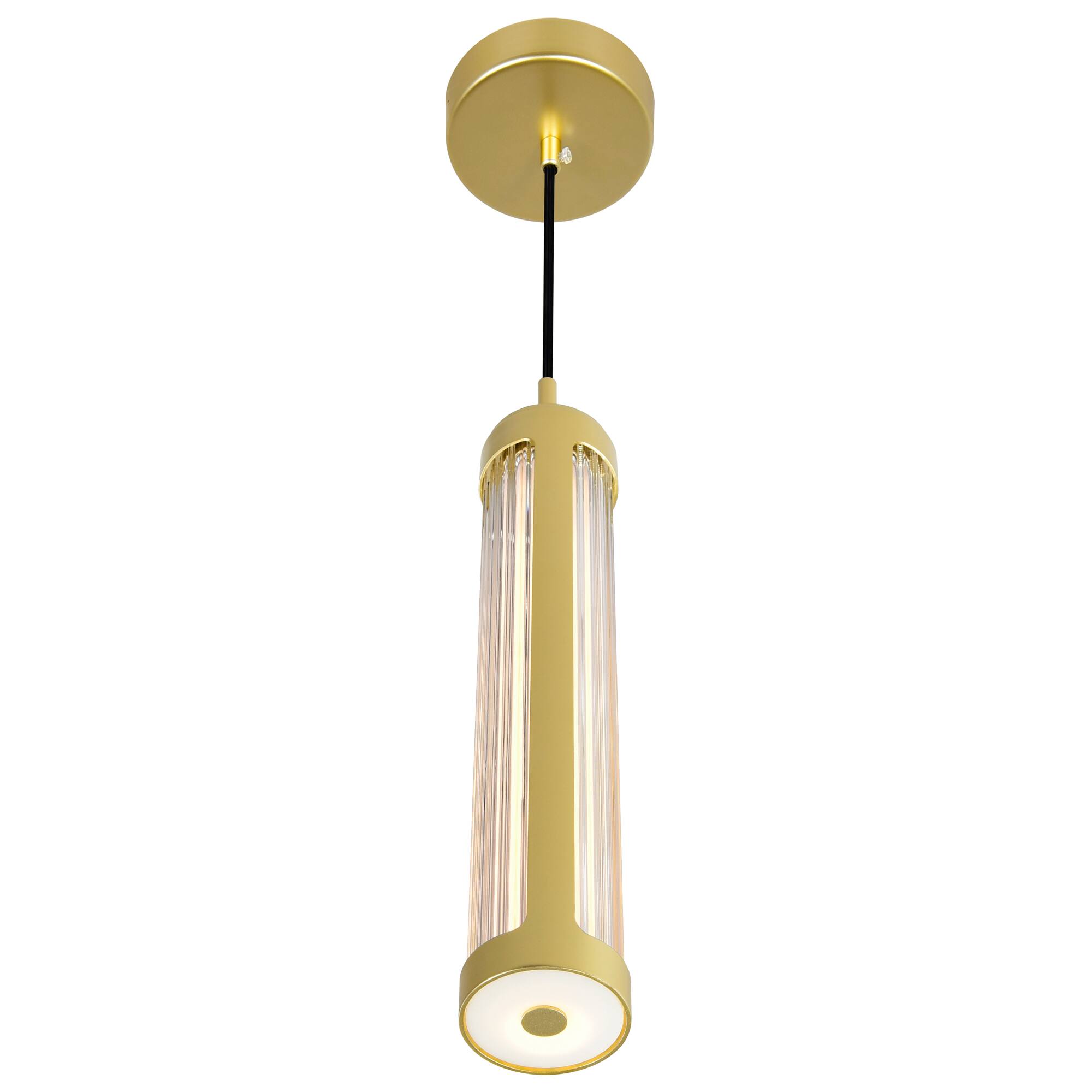 Angle. CWI Lighting - Neva 3 in LED Integrated Satin Gold Pendant - Satin Gold.