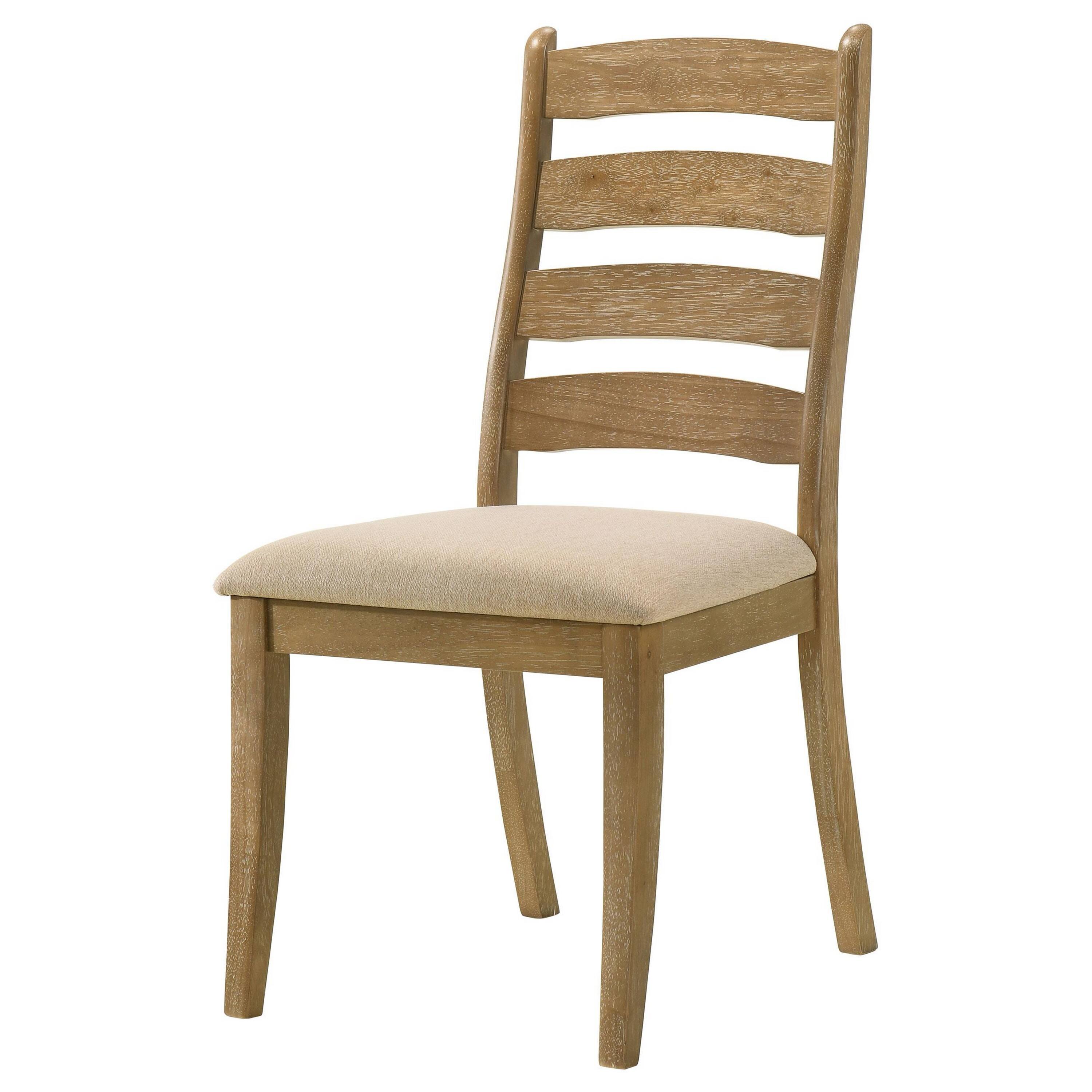 Alt View 3. Manhattan Lane - Danie Dining Side Chair Set of 2, Ladderback, Brown Wood, Beige Fabric - Brown, Beige.