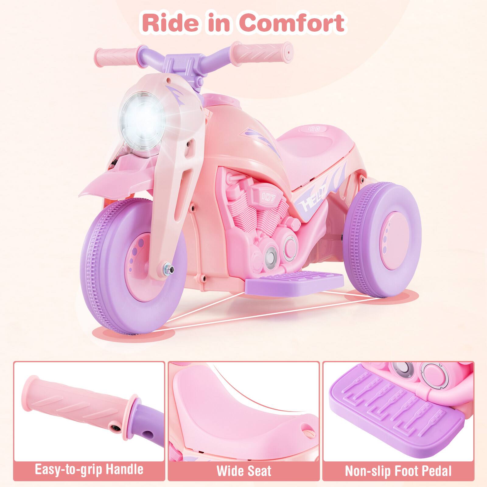 Ride in Comfort

- Easy-to-grip Handle
- Wide Seat
- Non-slip Foot Pedal
