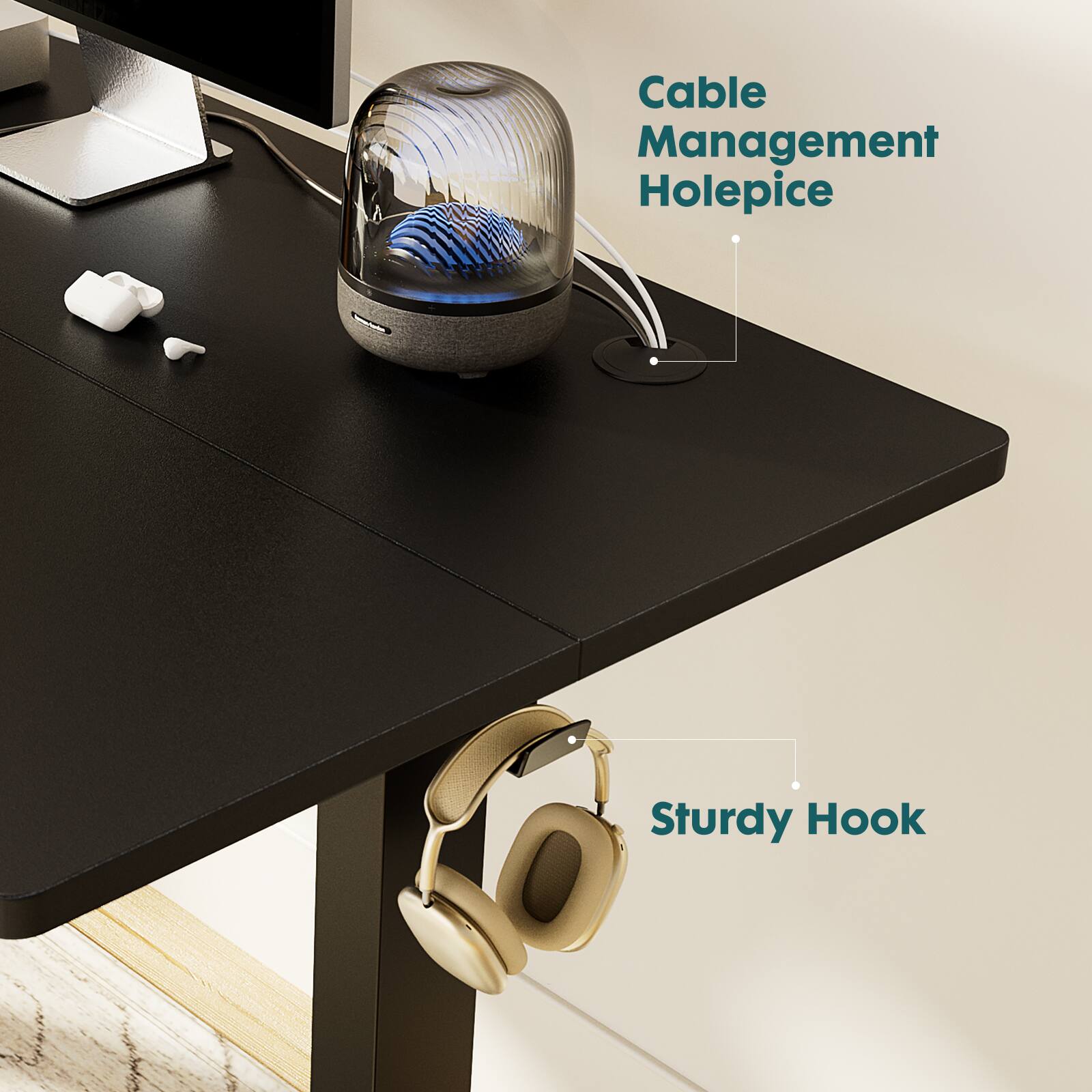 Cable Management Holepice, Sturdy Hook