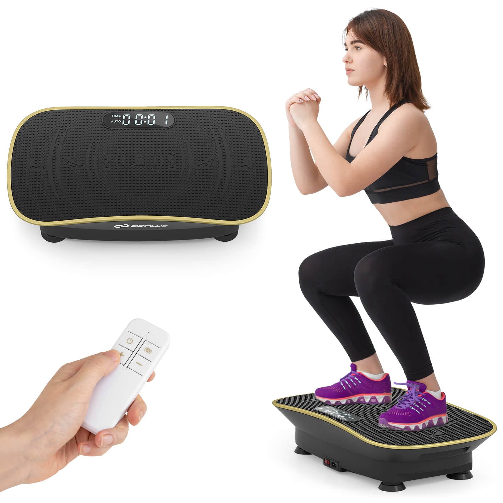 Costway - Vibration Plate Exercise Machine with 10 Speed Intensities Remote for Home Fitness - Black