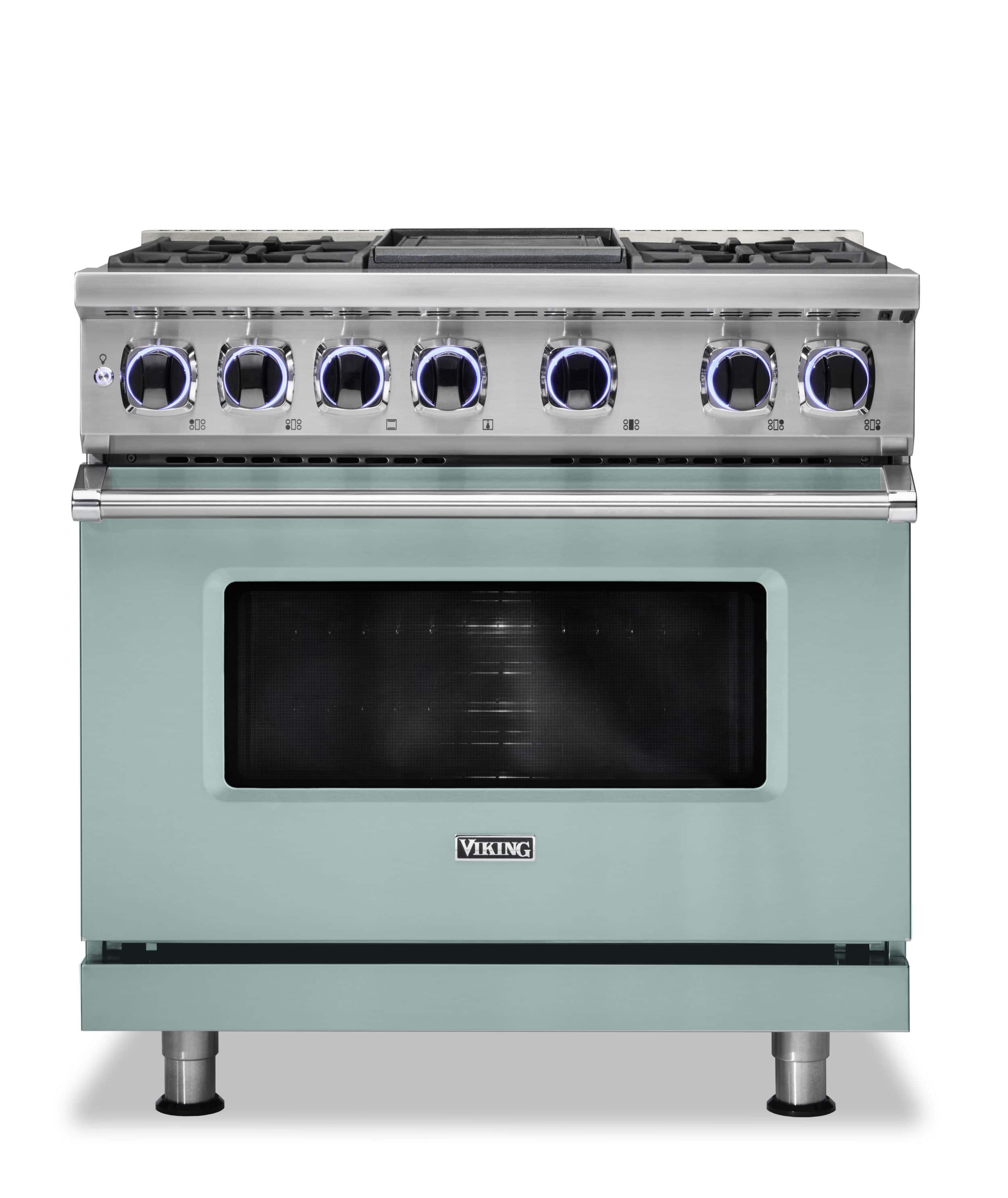 Viking - 36"W./24"D. Dual Fuel Sealed Burner Range-4 Burners/Griddle - Splash - Front_Zoom