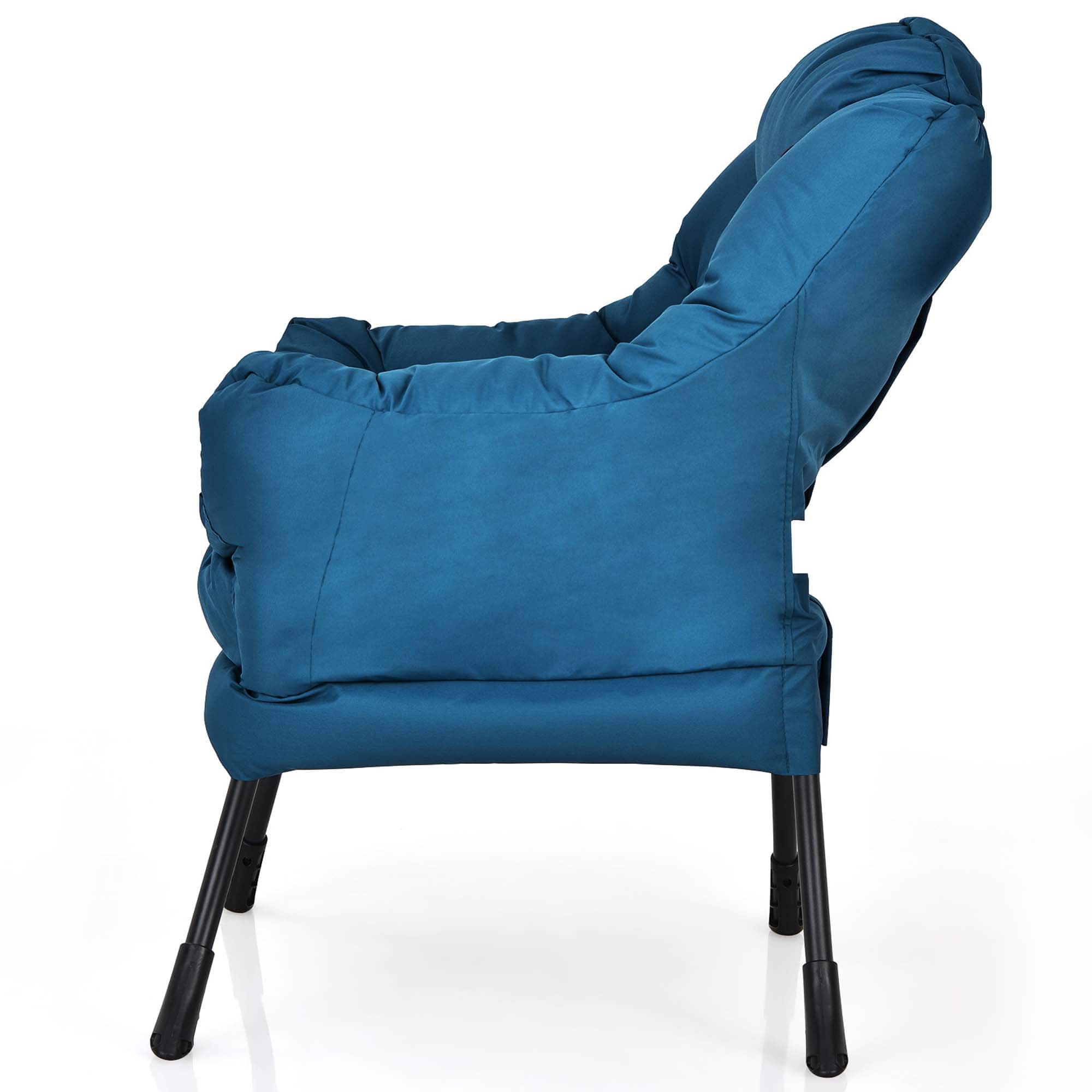 Alt View 19. Costway - Modern Polyester Lazy Sofa Chair with Side Pocket - Navy.