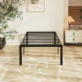 Winado - 16 Inch Twin Full Queen King Metal Bed Frame Metal Platform Heavy Duty Metal Platform, No Box Spring Needed - Black