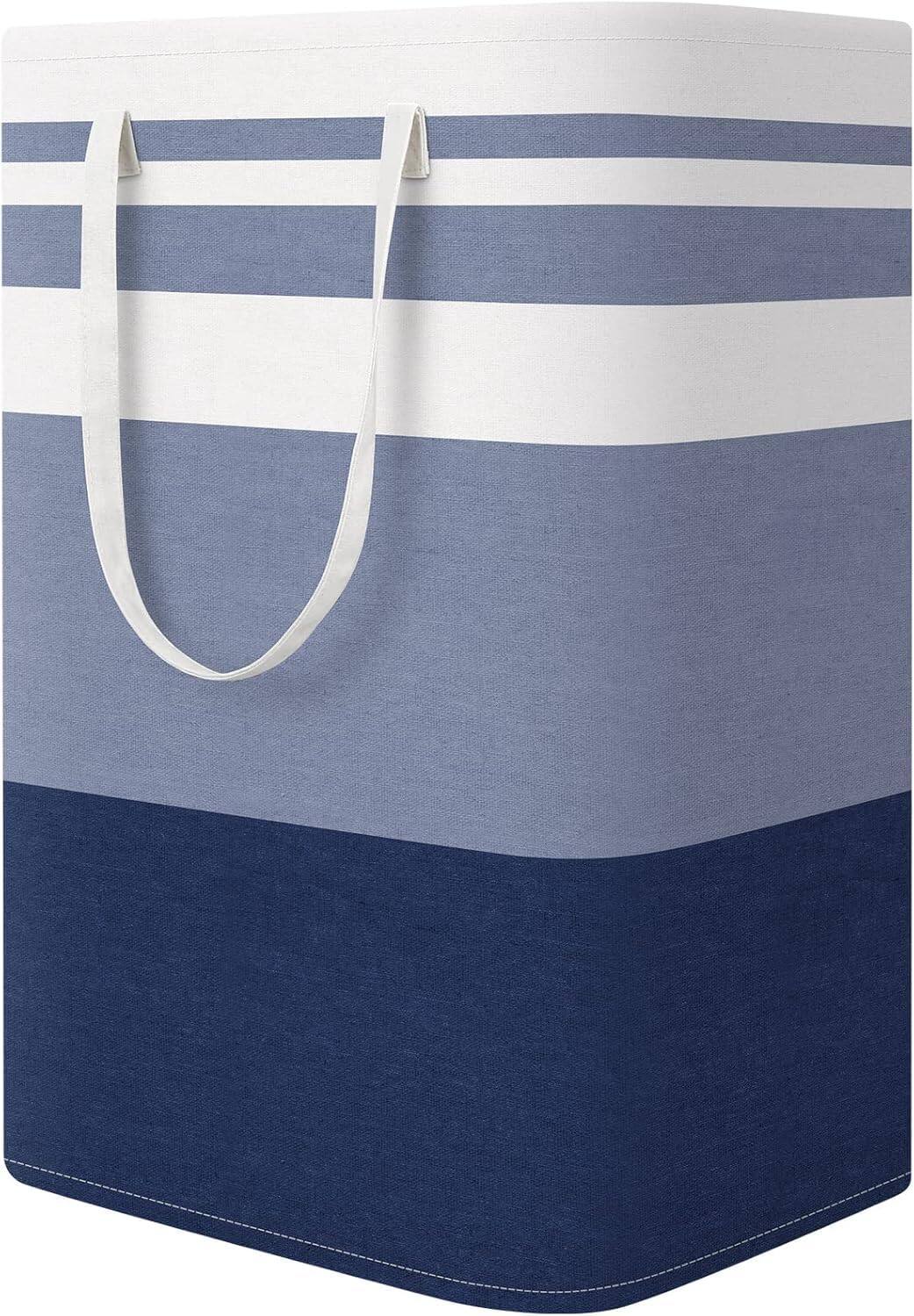 Front. DORLUKFU - Laundry Basket Hamper Large Collapsible Laundry Hamper with Easy Carry Handles，Freestanding Clothes Hampers for Laundry, - Gradient Blue.