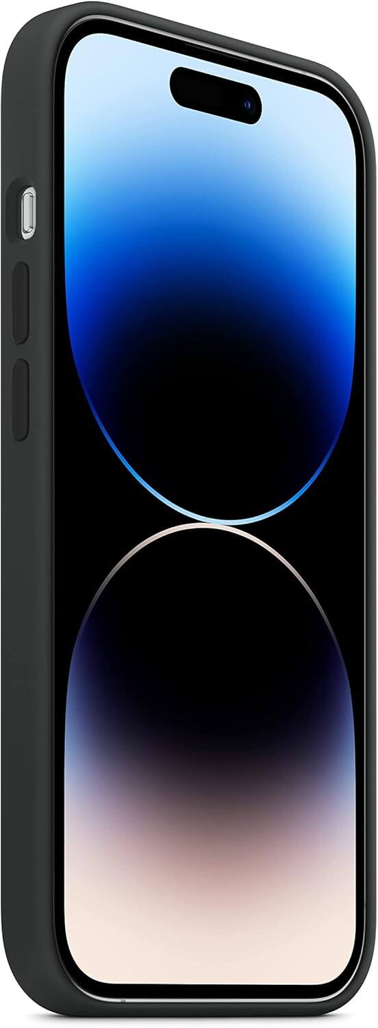 Back. Apple - Apple Silicone Case with MagSafe for iPhone 14 Pro - MPTE3ZM/A | Color: Black - Black.