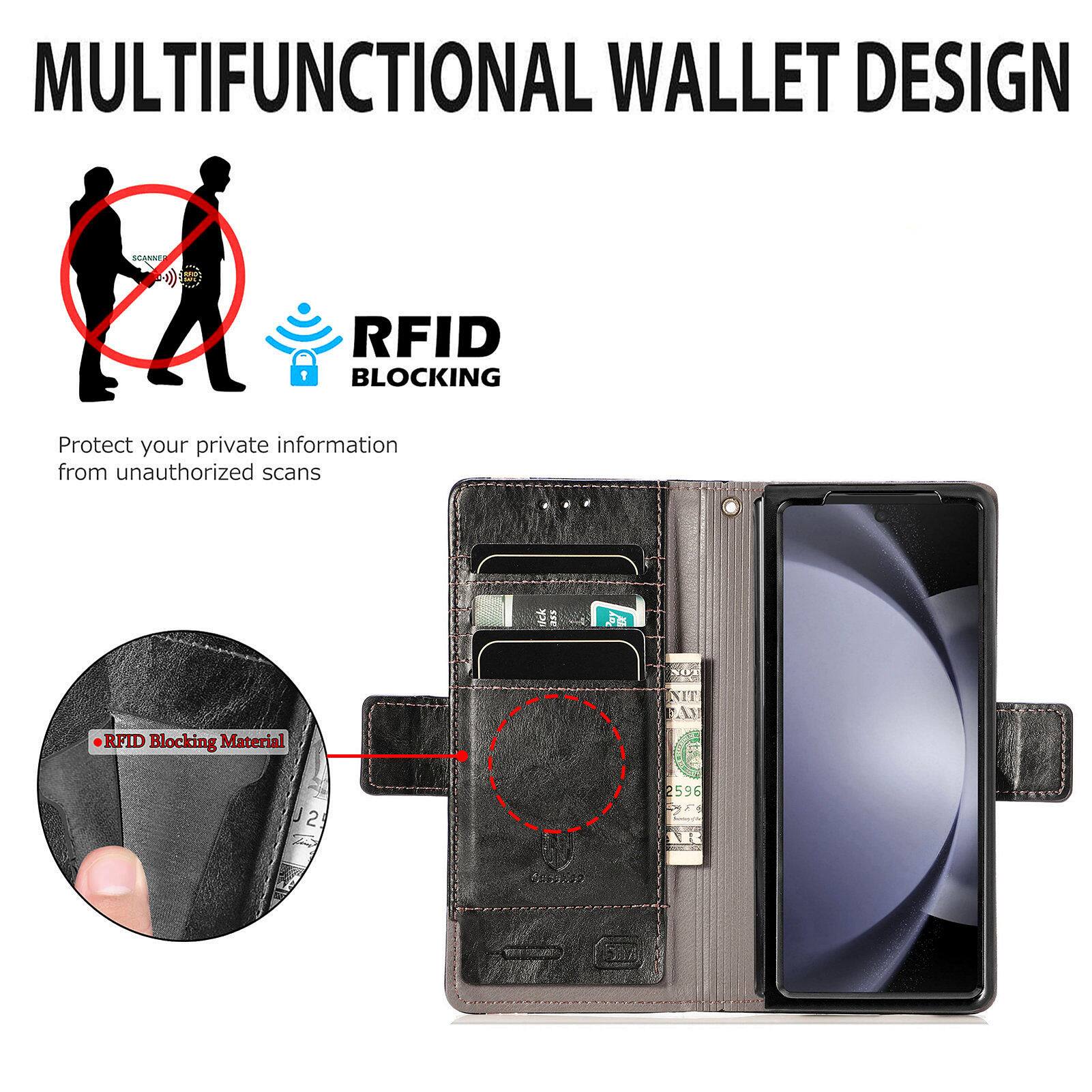 MULTIFUNCTIONAL WALLET DESIGN

RFID BLOCKING

Protect your private information from unauthorized scans

RFID Blocking Material