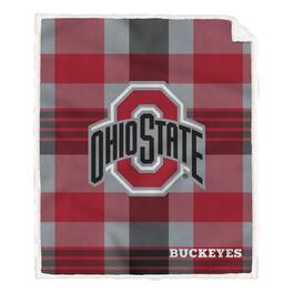 Pegasus - Ohio State Buckeyes 60- x 70- Plaid Steel Ultra Cozy Sherpa Blanket - Multicolor