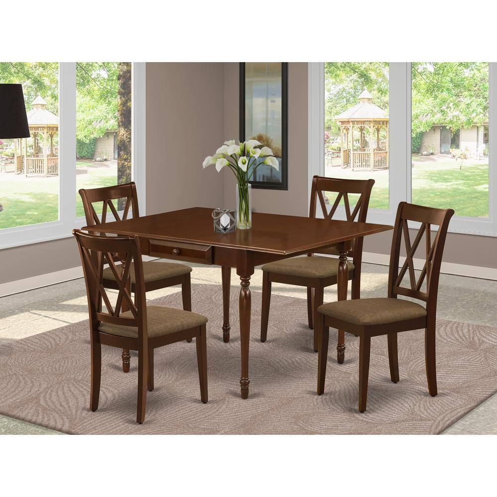 Angle. East West Furniture - Dining Room Set Mahogany - Brown.