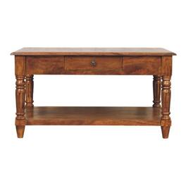 Artisan Furniture - Solid Wood Turned legs Chestnut Coffee Table, 2 Drawers - Brown