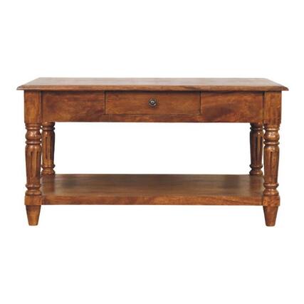 Front. Artisan Furniture - Artisan Furniture Solid Wood Turned legs Chestnut Coffee Table, 2 Drawers, Brown - Brown.