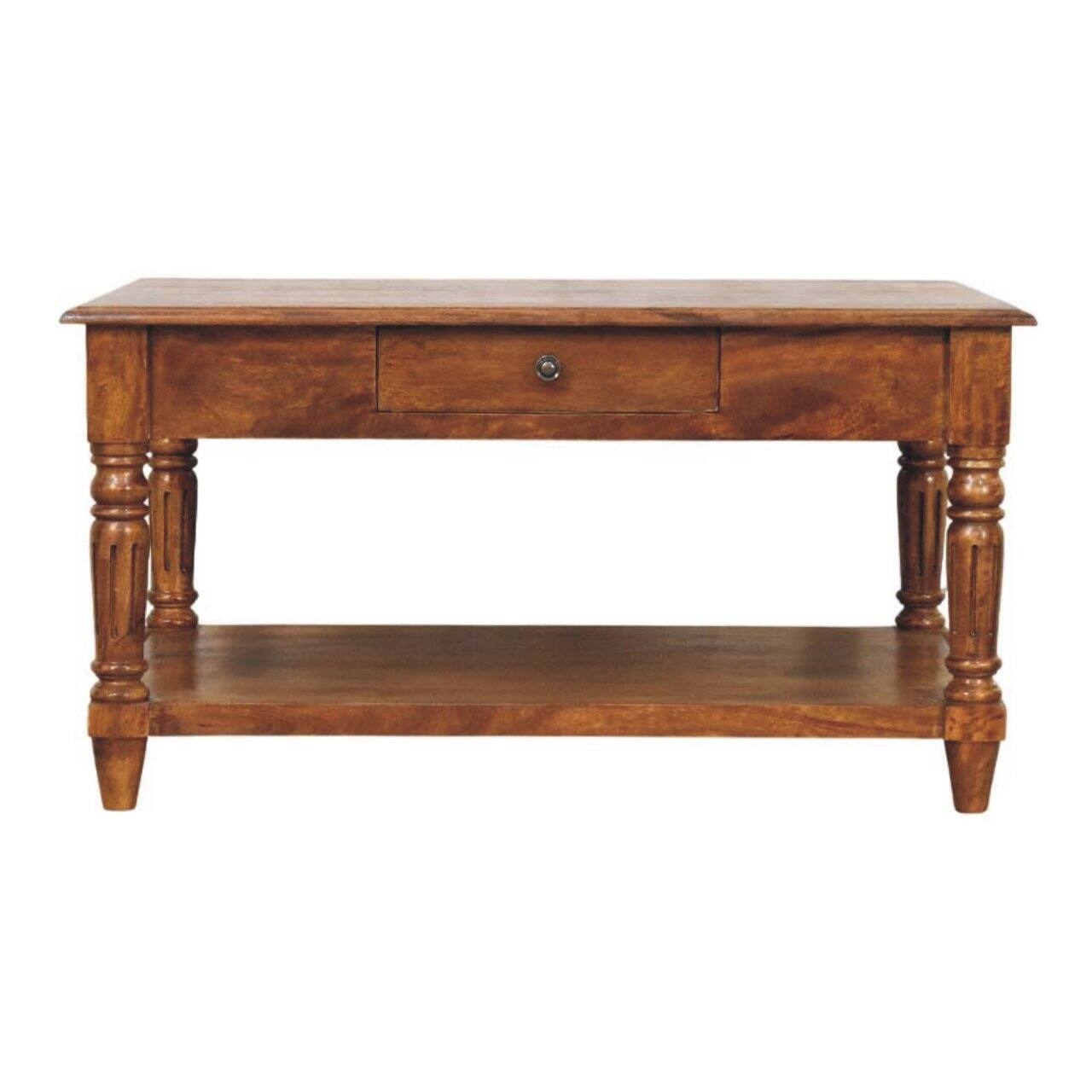 Front. Artisan Furniture - Artisan Furniture Solid Wood Turned legs Chestnut Coffee Table, 2 Drawers, Brown - Brown.