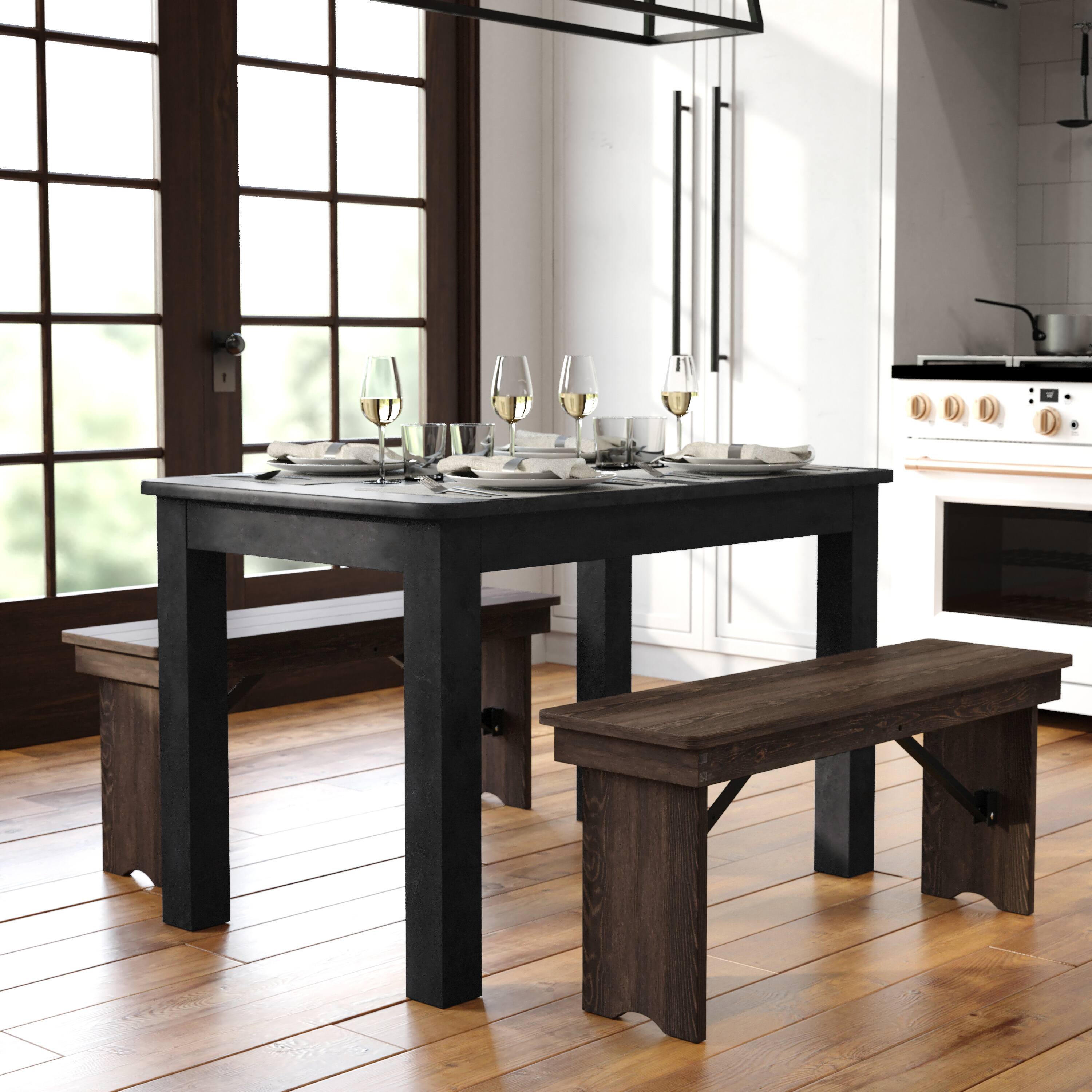 Alt View 1. Flash Furniture - HERCULES 46" x 30" Rectangular Black Wash Solid Pine Farm Dining Table - Black.