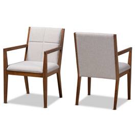 Baxton Studio - Theresa Mid-Century Modern Fabric Upholstered and Walnut Finished Wood 2-Piece Living Room Accent Chair Set - Greyish Beige/Walnut Brown