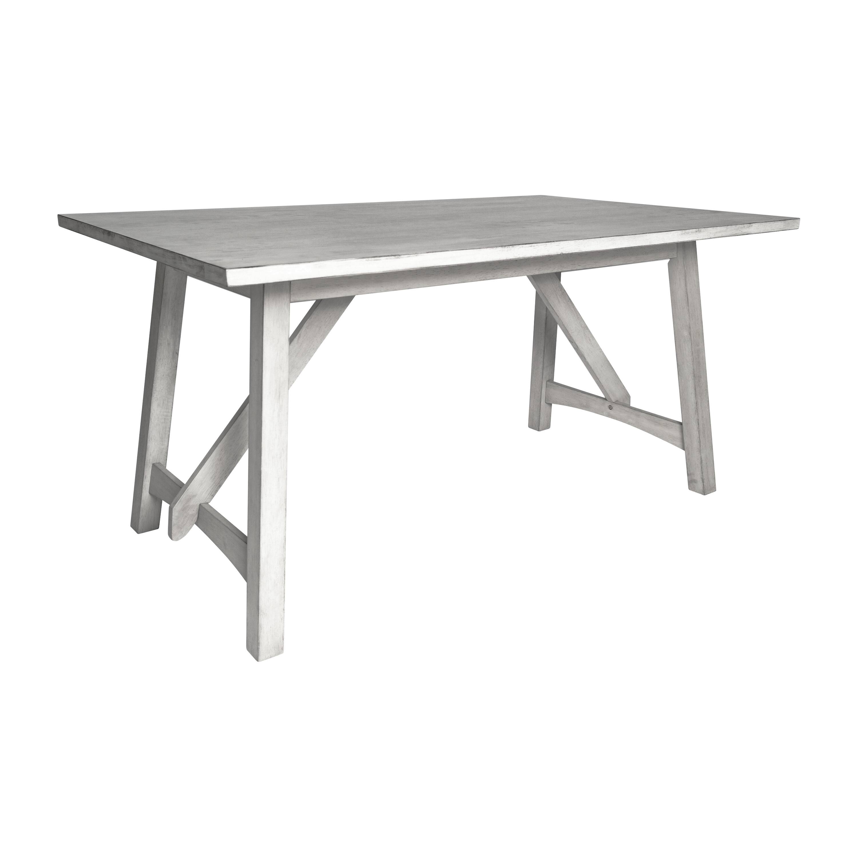 Alt View 1. Emma + Oliver - Lawson Farmhouse Wooden Trestle Base Dining Table - Antique White.