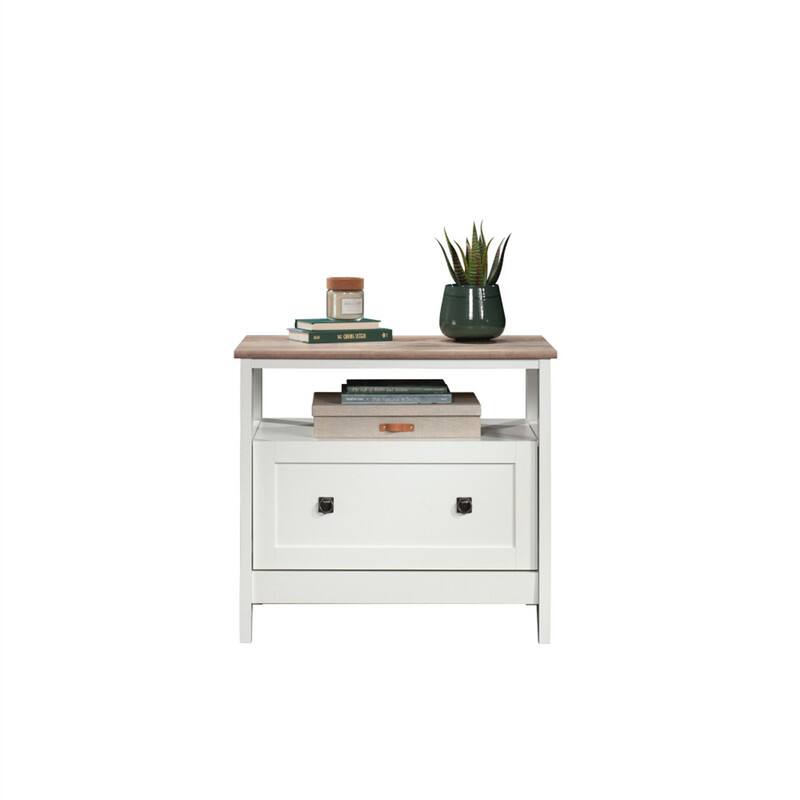 Angle. HTUTWOO - File Cabinet 1-Drawer with Open Shelf - Legal Size Filing Cabinet, Soft Finish, Lateral File with Large Drawer - White.