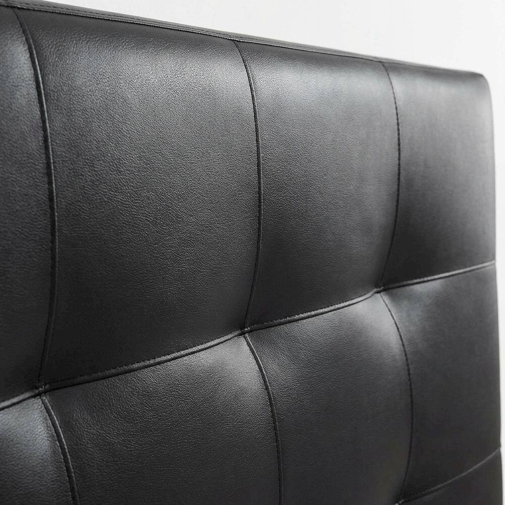 Back. FurniFact - Upholstered Vinyl Full Headboard with Smooth Finish for Bedroom Comfort - Black.