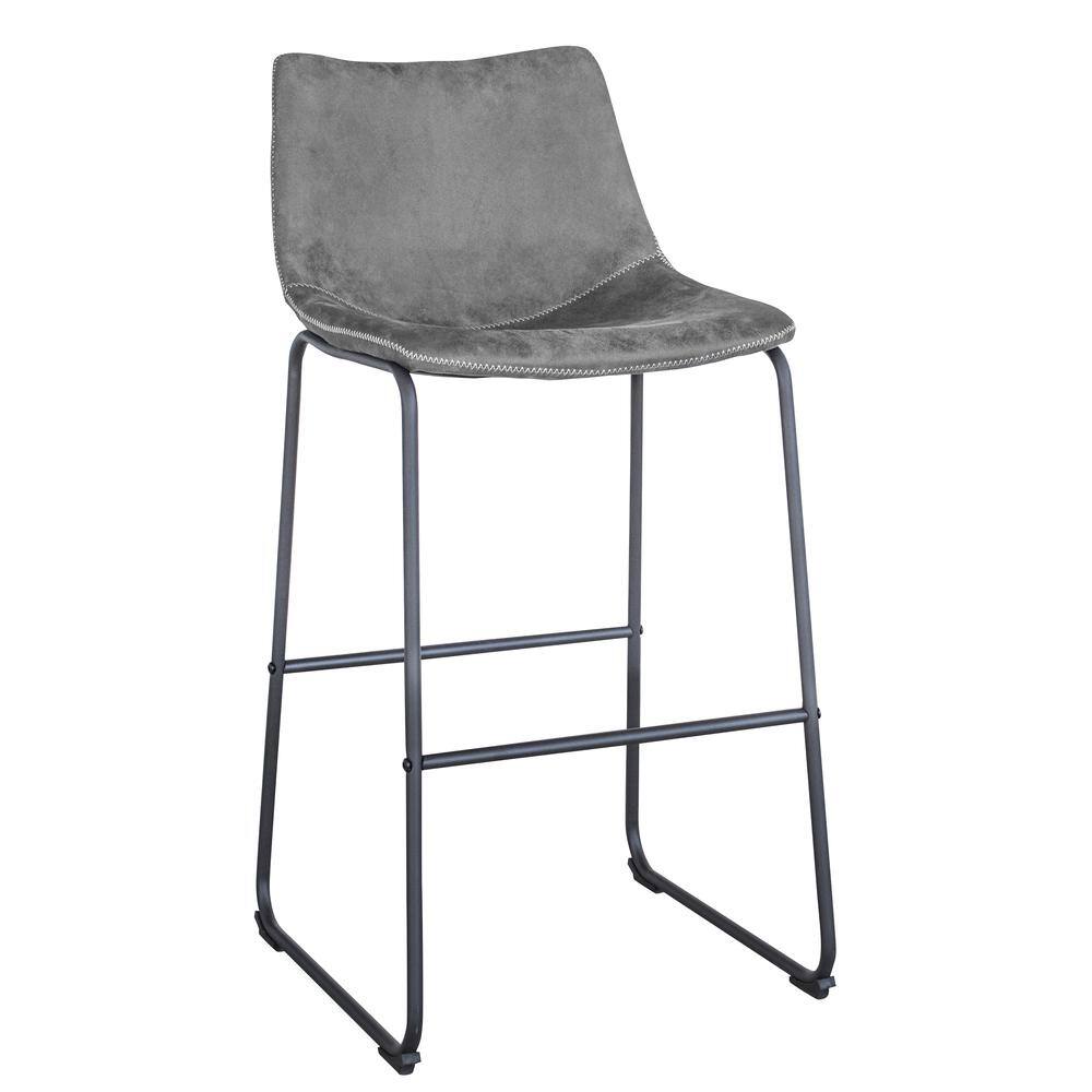 Back. AmeriHome - Classic Faux Leather 30 Inch Pub Height Chair Set - 2 Piece - Gray.