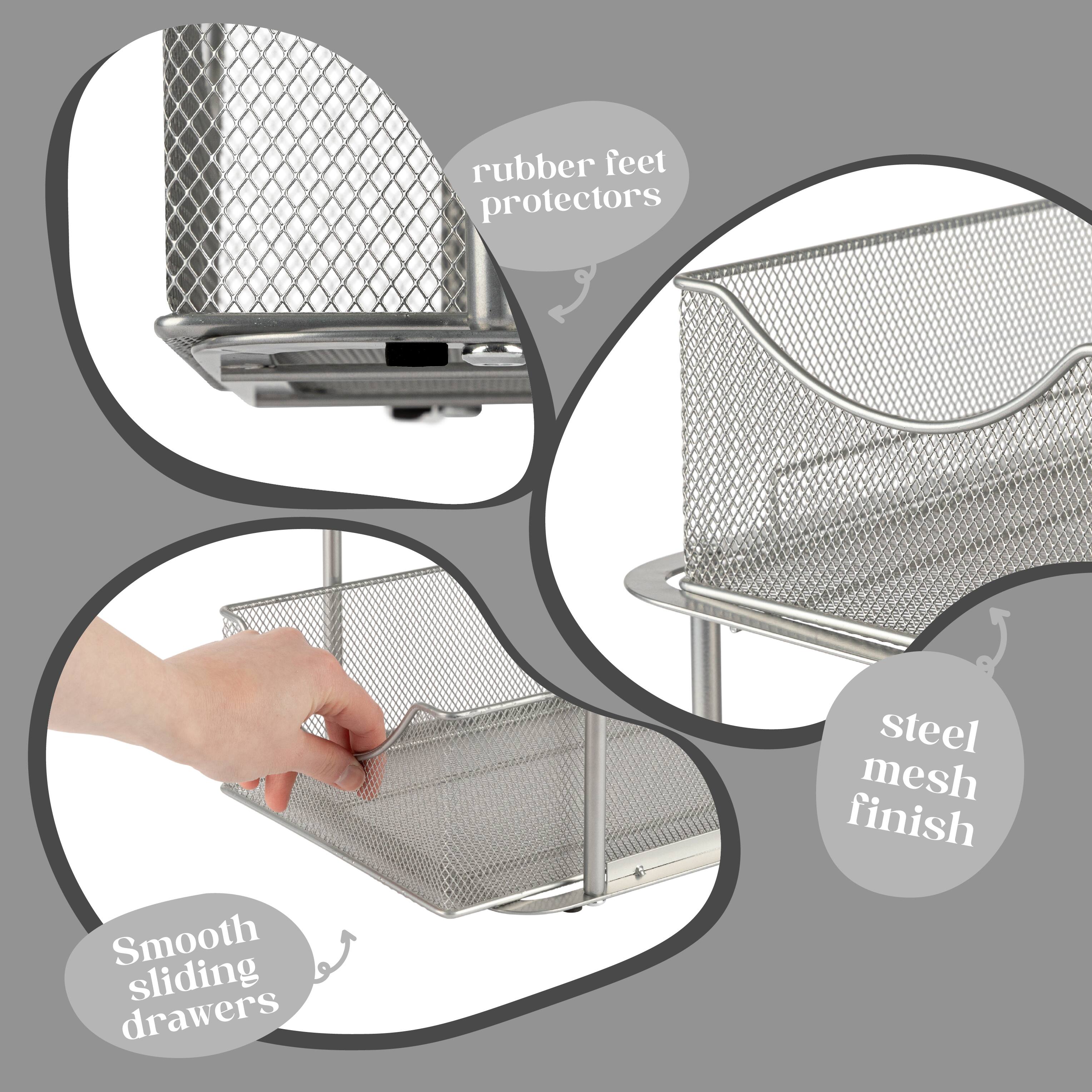 - Rubber feet protectors
- Steel mesh finish
- Smooth sliding drawers
