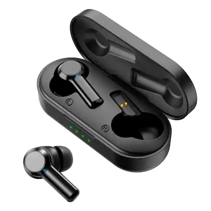 Front. PRIMEPLUS - Wireless Earbuds Bluetooth 5.3, IPX5 Sweatproof in-Ear Earphones, Type-C Fast Charging, Touch Control for Sports Travel - Black.