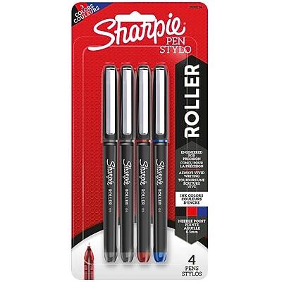 Sharpie - Rollerball Pen, Needle Point Precision Pen, Color Ink, 4 Count - Assorted