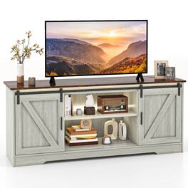 Costway - TV Stand for 65" TVs with LED Lights Adjustable Brightness Human Induction Grey - Gray