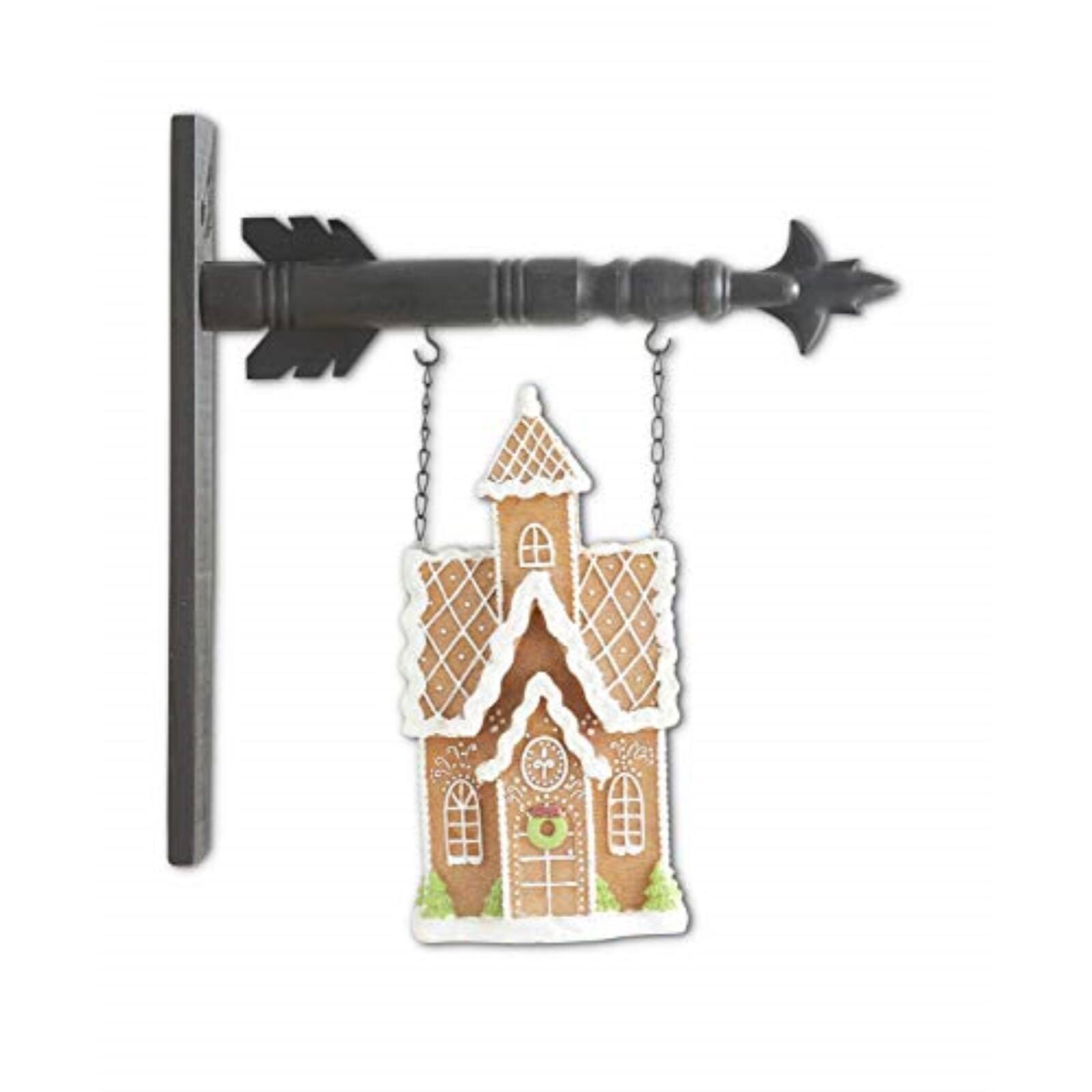 Angle. K&K Interiors - K&K Interiors Frosted Gingerbread House Christmas Arrow Replacement Sign 13 inch - Arrow Sold Separately - Brown.