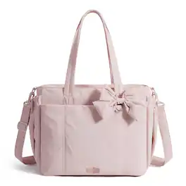 Bagsmart - Multi-Functional Diaper Tote Bag, Convertible Mommy Bag with Detachable Bottle Pouch & Changing Pad - Pink