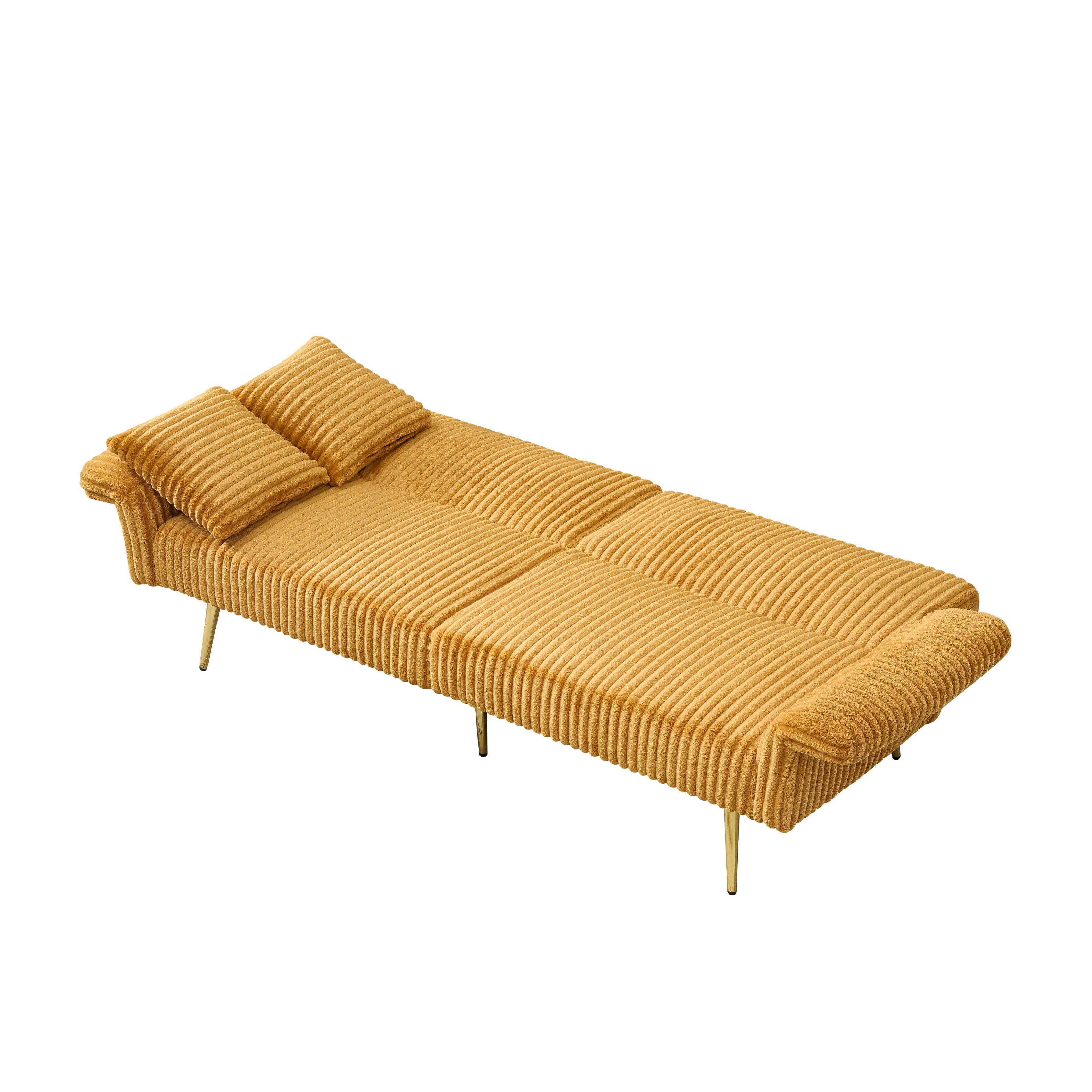 Alt View 9. Tiramisubest - 79 inch corduroy sofa bed,foldable double sofa bed with folding armrests,suitable for living room and small space,Yellow - Yellow.